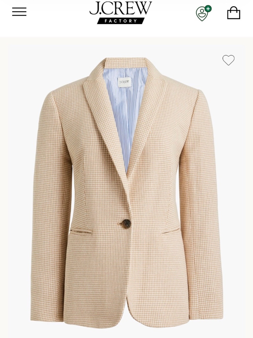JCrew women’s tan/white houndstooth blazer, sz 4